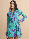Tokyo Talkies Women Green Printed Shirt Dress - Green - Image 1