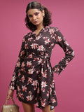 Tokyo Talkies Women Maroon Printed Shirt Dress - Maroon - Image 1
