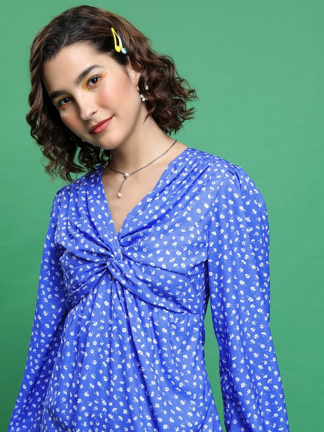 Tokyo Talkies Women Blue Printed Maxi Dress - Blue - Image 2