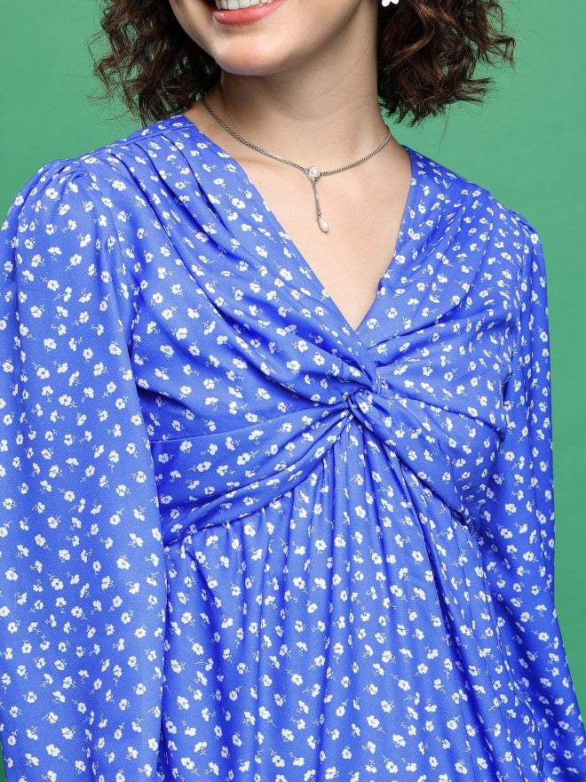 Tokyo Talkies Women Blue Printed Maxi Dress - Blue - Image 5