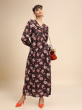 Tokyo Talkies Women Maroon Printed Maxi Dress - Maroon - Image 1