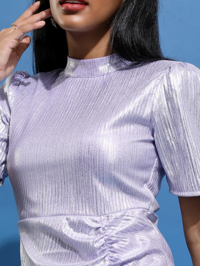 Tokyo Talkies Women Lavender/Silver Solid Bodycon Dress - Lavender - Image 5