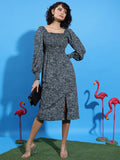 Tokyo Talkies Women Black Printed A-Line Dress - Black - Image 1
