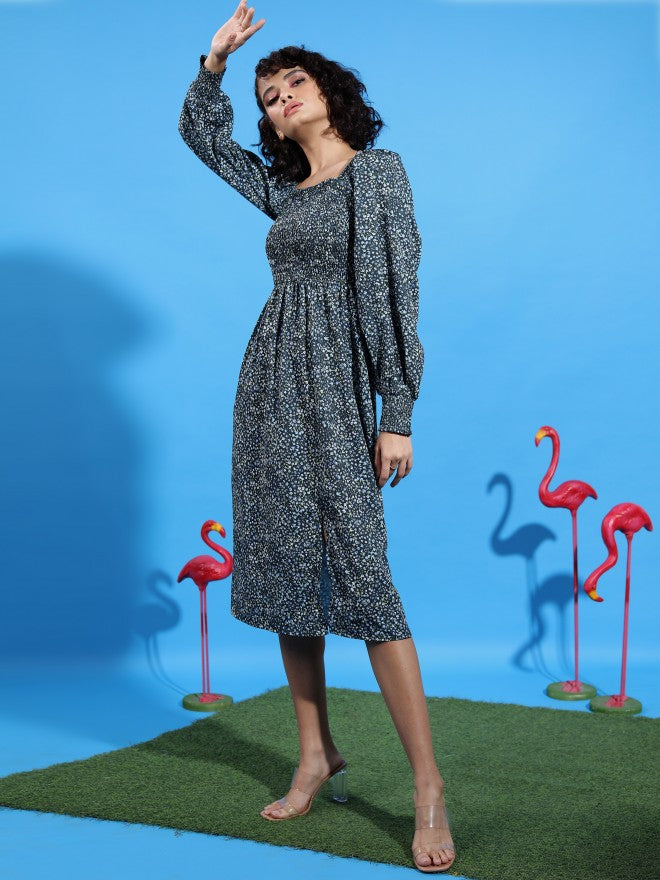Tokyo Talkies Women Black Printed A-Line Dress - Black - Image 2