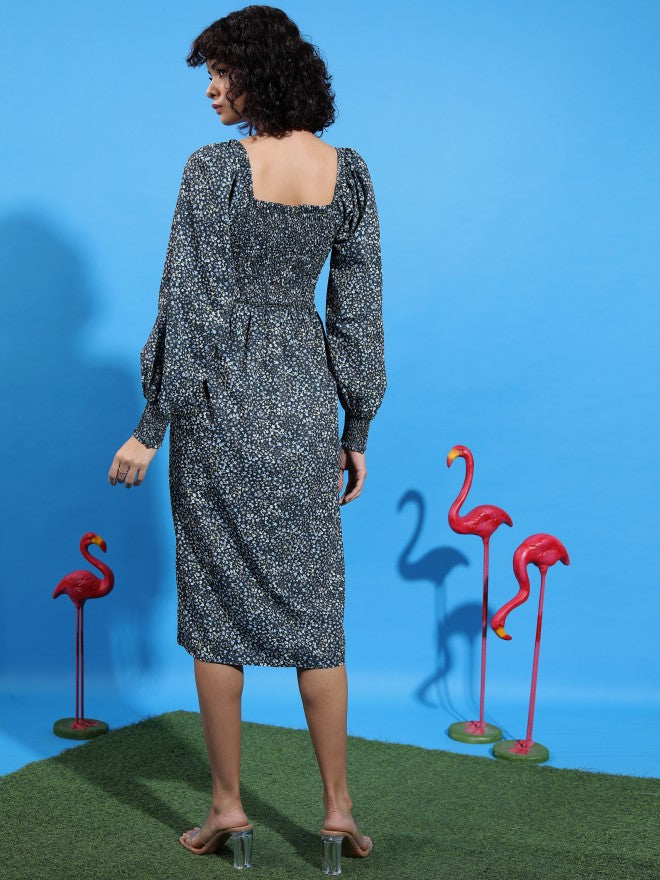 Tokyo Talkies Women Black Printed A-Line Dress - Black - Image 3