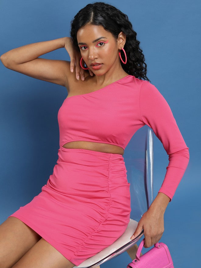 Tokyo Talkies Women Pink Solid Bodycon Dress - Pink - Image 7