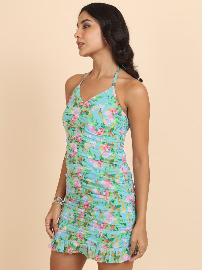 Tokyo Talkies Women Blue Printed Sheath Dress - Blue - Image 4