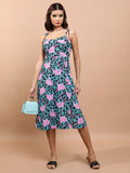 Tokyo Talkies Women Black Printed Fit And Flare Dress - Black - Image 1
