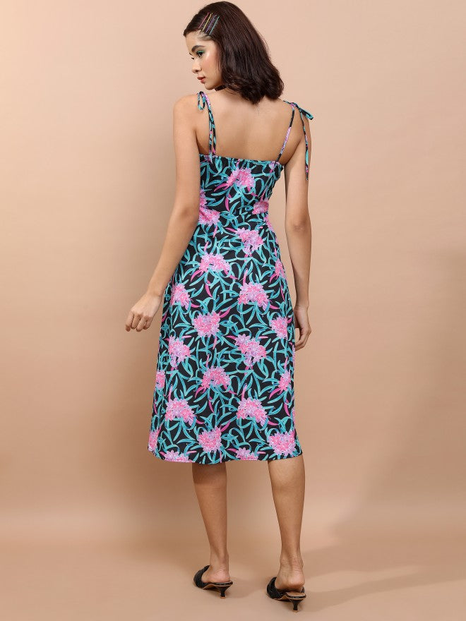 Tokyo Talkies Women Black Printed Fit And Flare Dress - Black - Image 3
