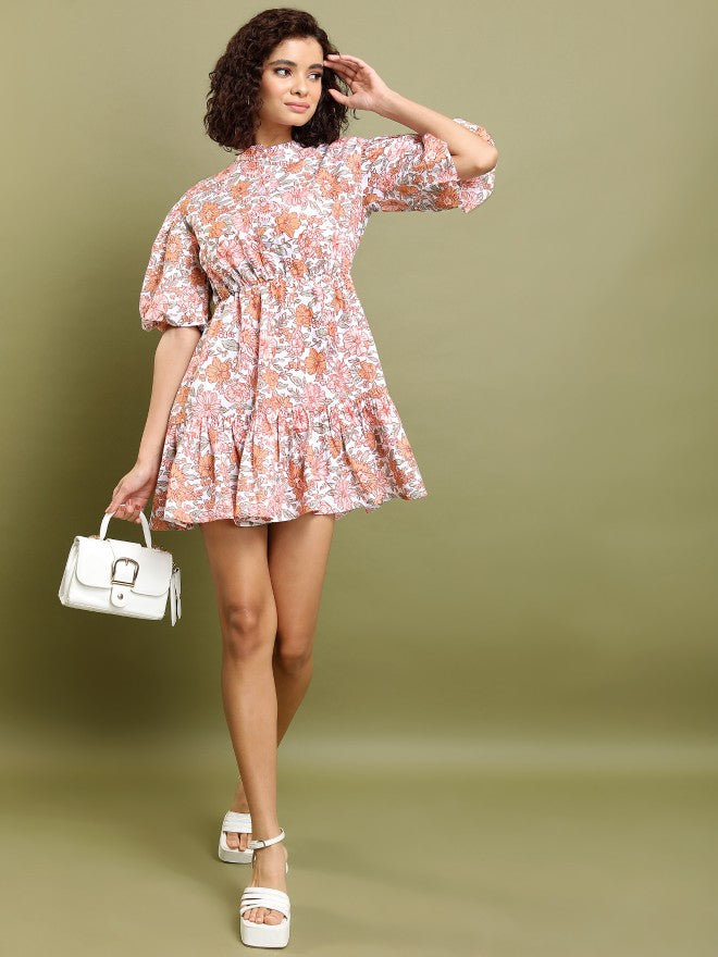 Tokyo Talkies Women Pink/Multi Printed Fit And Flare Dress - Pink - Image 2