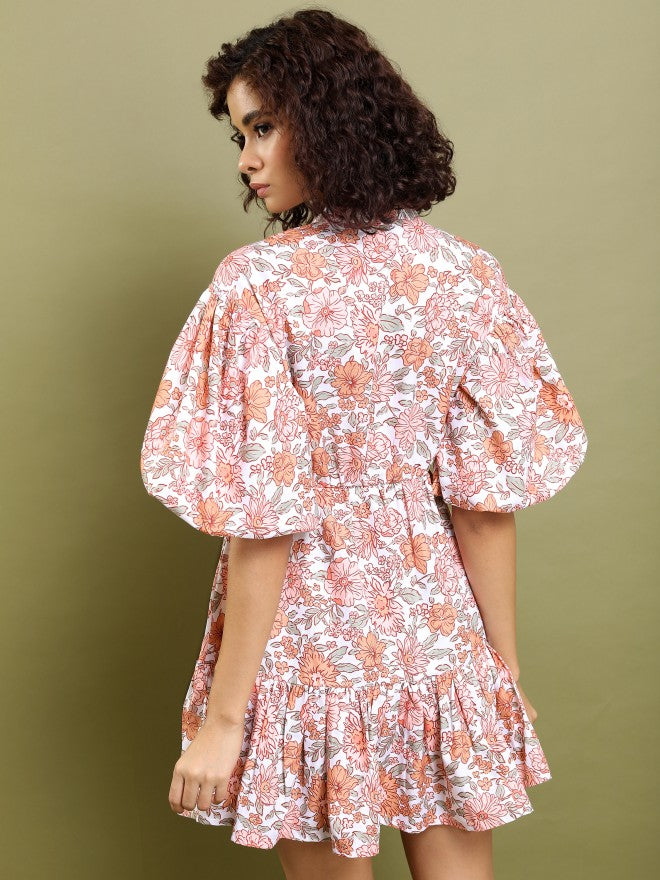 Tokyo Talkies Women Pink/Multi Printed Fit And Flare Dress - Pink - Image 3