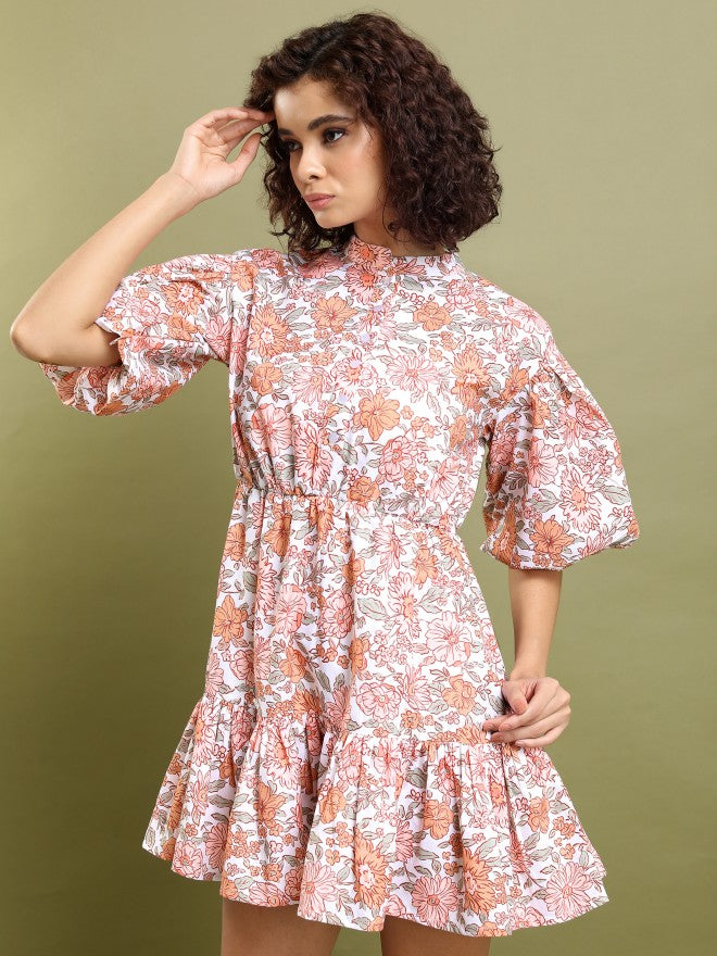 Tokyo Talkies Women Pink/Multi Printed Fit And Flare Dress - Pink - Image 4