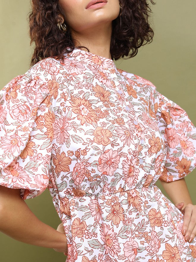 Tokyo Talkies Women Pink/Multi Printed Fit And Flare Dress - Pink - Image 5
