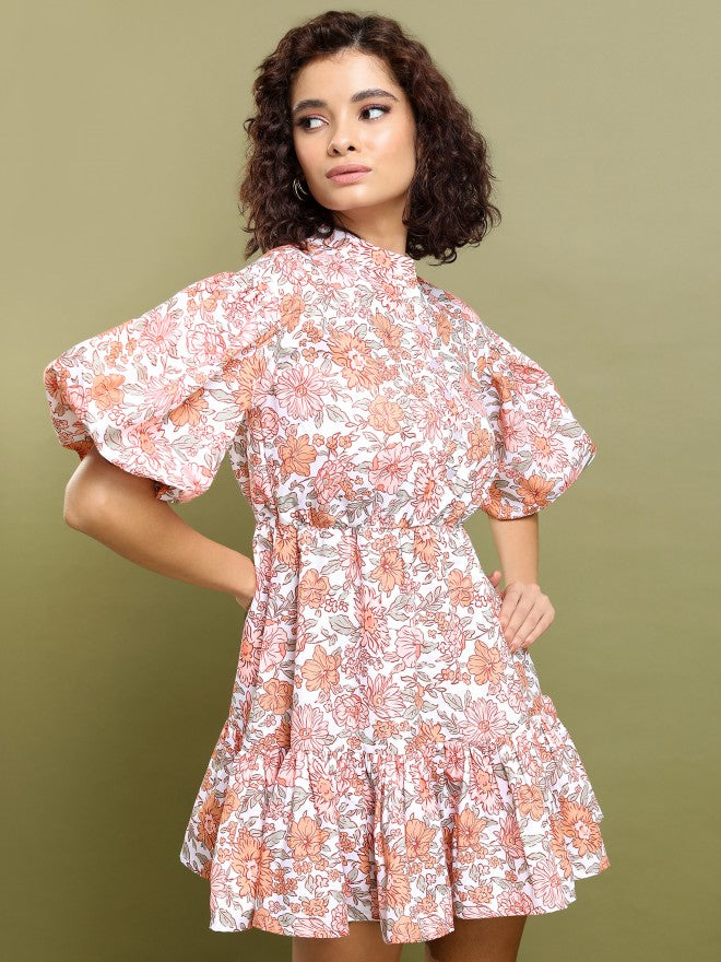 Tokyo Talkies Women Pink/Multi Printed Fit And Flare Dress - Pink - Image 6