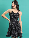 Tokyo Talkies Women Black Printed Wrap Dress - Black - Image 1