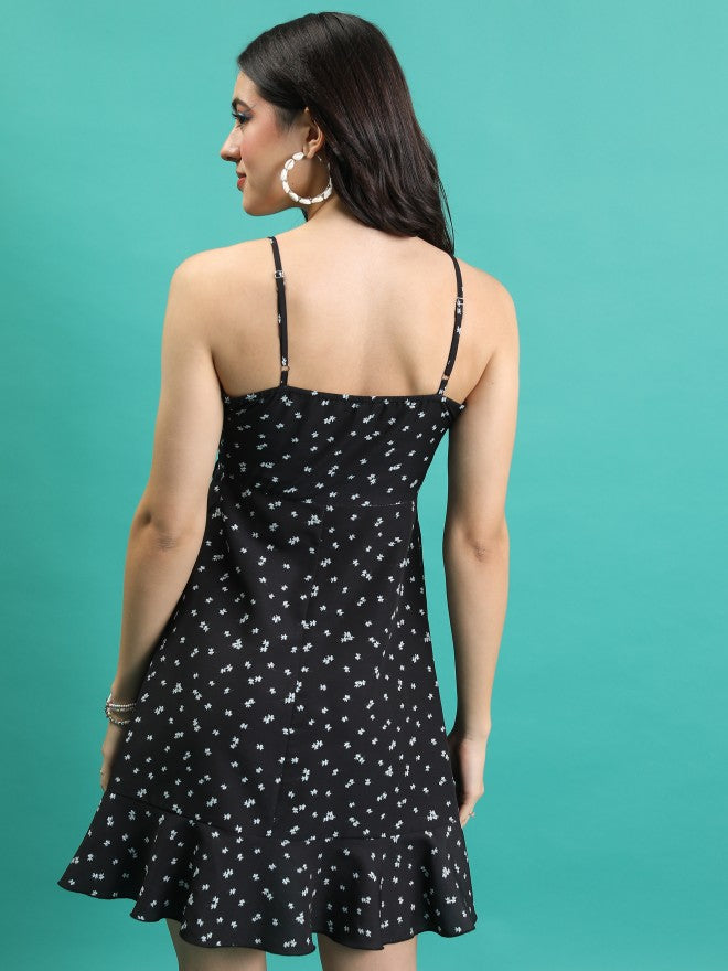 Tokyo Talkies Women Black Printed Wrap Dress - Black - Image 3