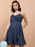 Tokyo Talkies Women Navy/White Printed Wrap Dress - Navy Blue - Image 1