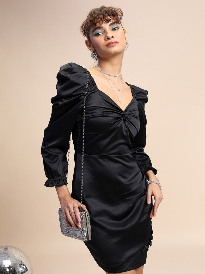 Tokyo Talkies Women Black Solid Sheath Dress - Black - Image 1