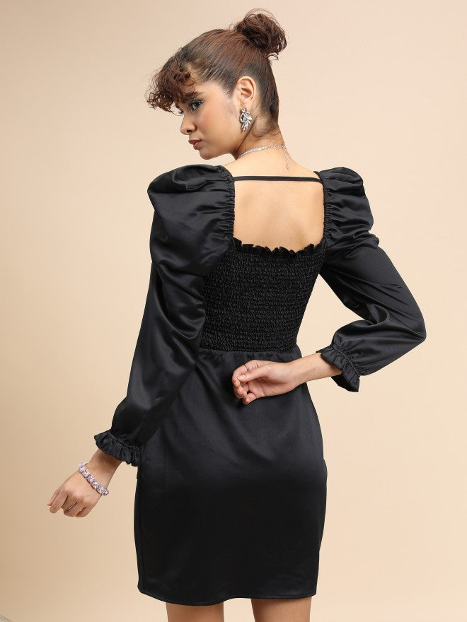 Tokyo Talkies Women Black Solid Sheath Dress - Black - Image 3