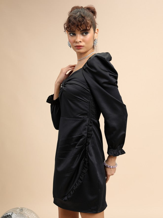 Tokyo Talkies Women Black Solid Sheath Dress - Black - Image 4