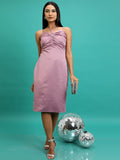 Tokyo Talkies Women Mauve Solid A-Line Dress - Mauve - Image 1