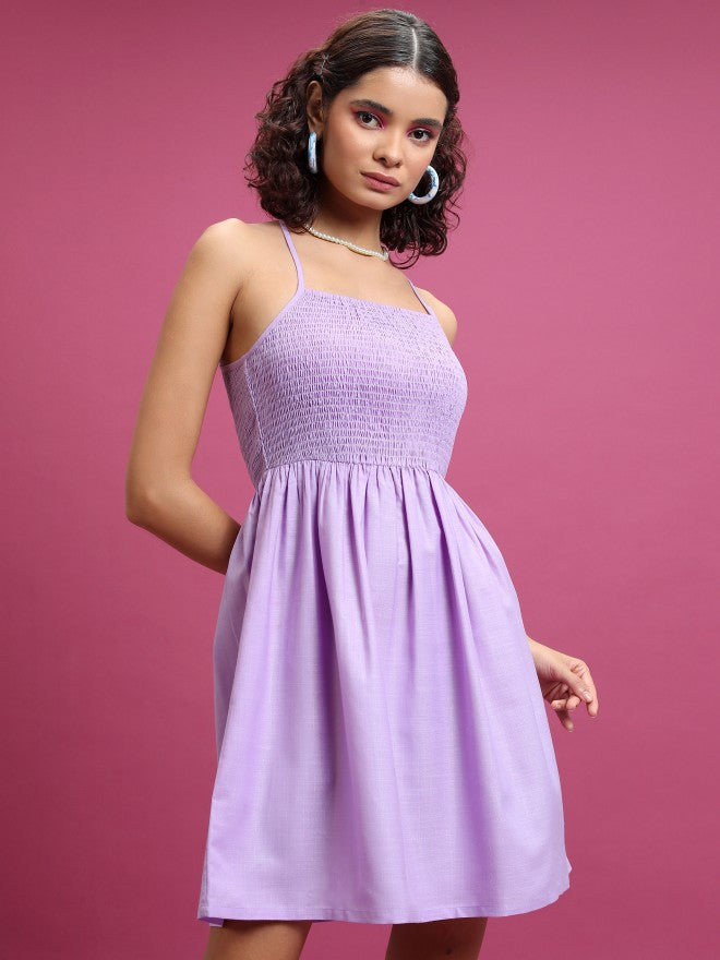 Tokyo Talkies Women Purple Solid A-Line Dress - Purple - Image 6