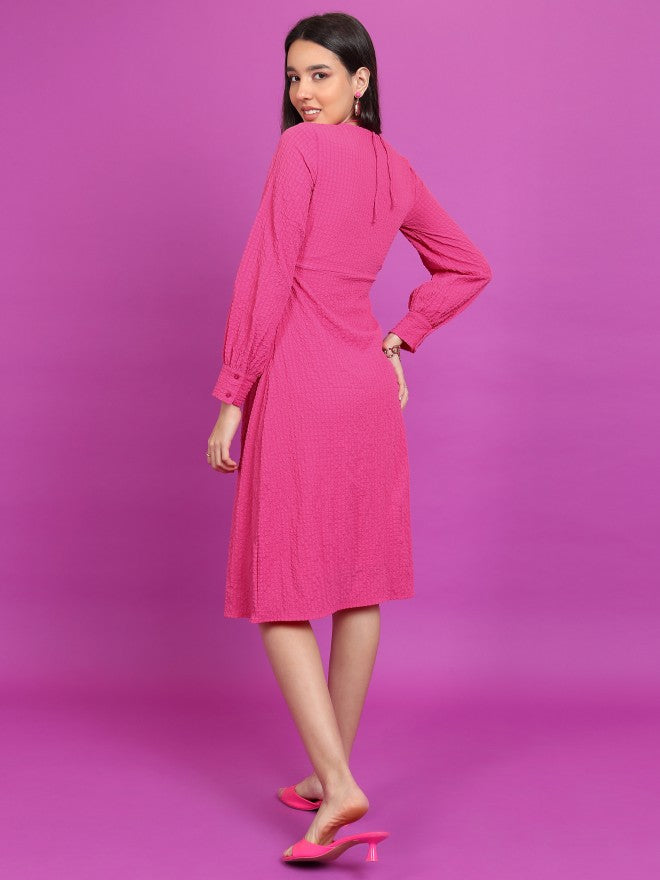 Tokyo Talkies Women Pink Solid Maxi Dress - Pink - Image 3