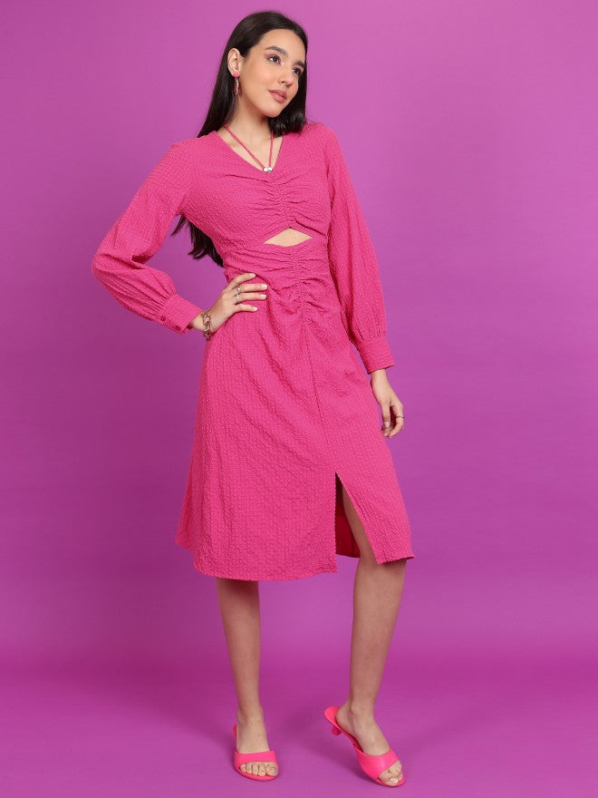 Tokyo Talkies Women Pink Solid Maxi Dress - Pink - Image 4