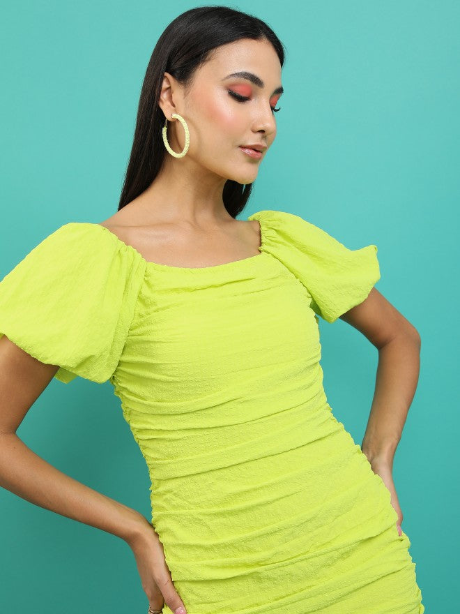 Tokyo Talkies Women Flourscent Green Solid Bodycon Dress - Green - Image 7