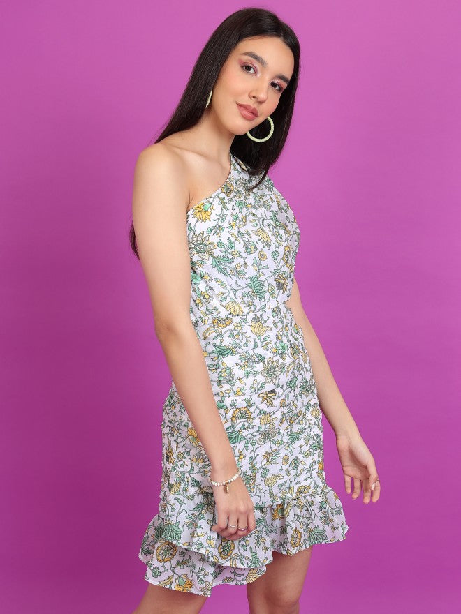 Tokyo Talkies Women White Printed Drop-Waist Dress - White - Image 6