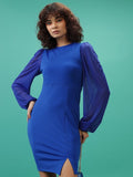 Tokyo Talkies Women Blue Solid Bodycon Dress - Blue - Image 1
