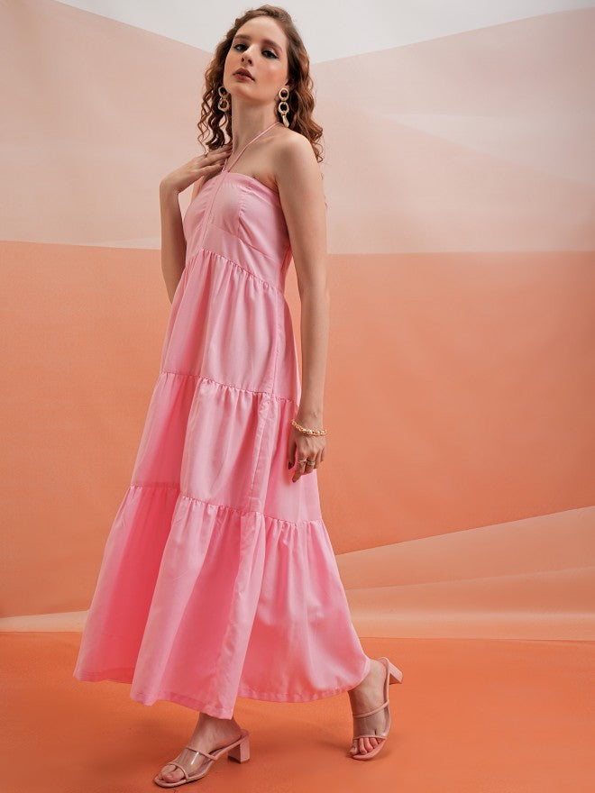 Tokyo Talkies Women Rose Solid A-Line Dress - Rose - Image 2
