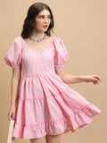 Tokyo Talkies Women Rose Solid Fit And Flare Dress - Rose - Image 1