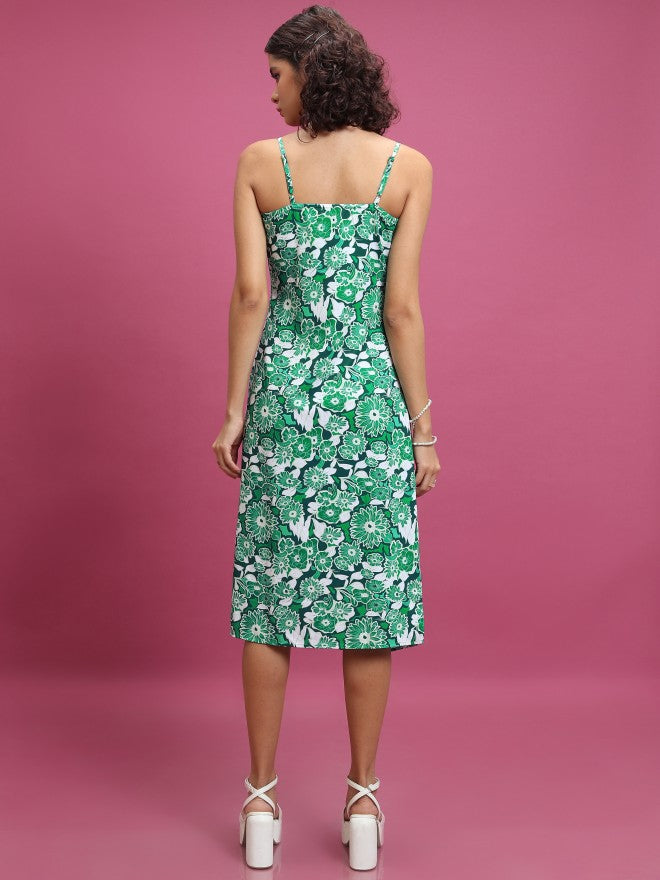 Tokyo Talkies Women Green Printed Sheath Dress - Green - Image 3
