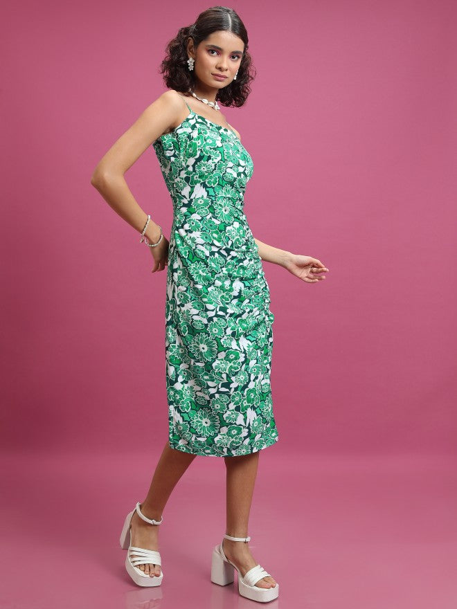 Tokyo Talkies Women Green Printed Sheath Dress - Green - Image 4