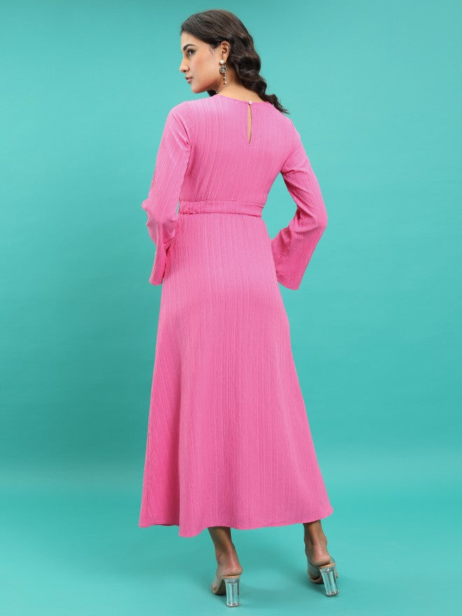 Tokyo Talkies Women Pink Solid Maxi Dress - Pink - Image 3
