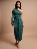 Tokyo Talkies Women Green Solid Maxi Dress - Green - Image 1