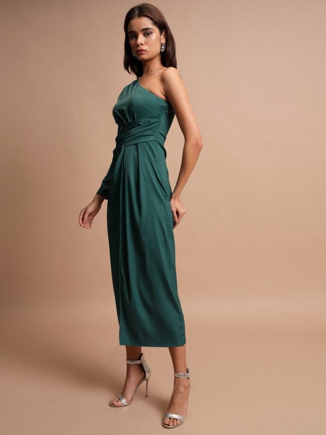 Tokyo Talkies Women Green Solid Maxi Dress - Green - Image 2