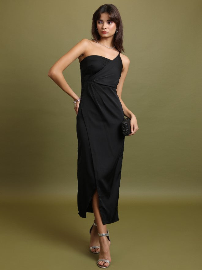 Tokyo Talkies Women Black Solid Maxi Dress - Black - Image 1