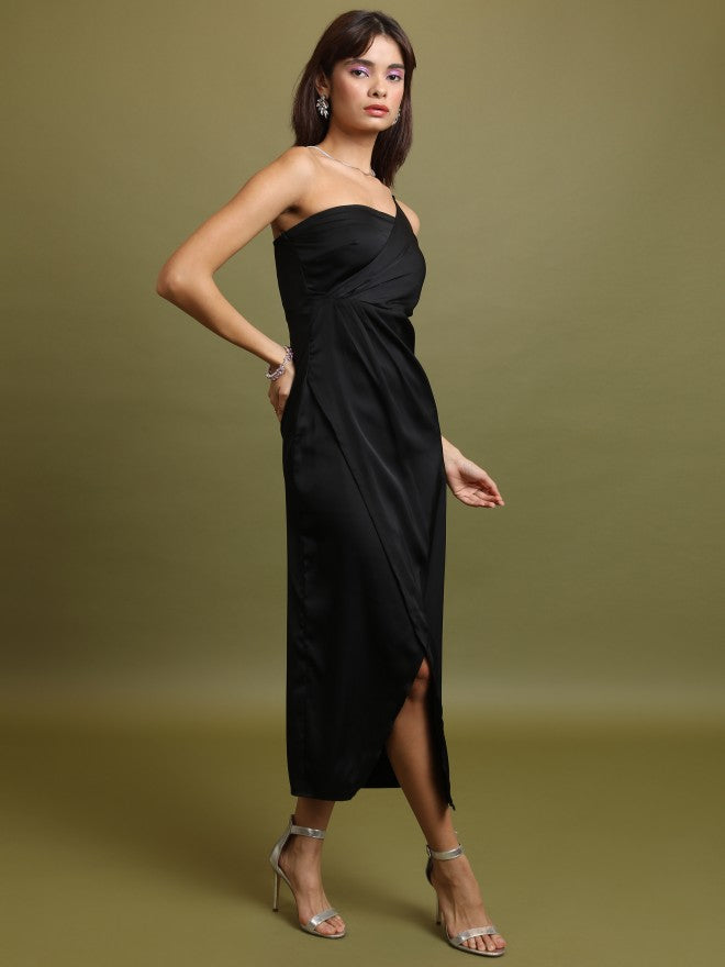 Tokyo Talkies Women Black Solid Maxi Dress - Black - Image 4