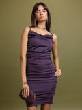 Tokyo Talkies Women Purple Solid Sheath Dress - Purple - Image 1