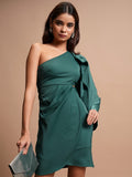 Tokyo Talkies Women Green Solid Sheath Dress - Green - Image 1
