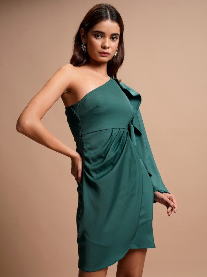 Tokyo Talkies Women Green Solid Sheath Dress - Green - Image 6
