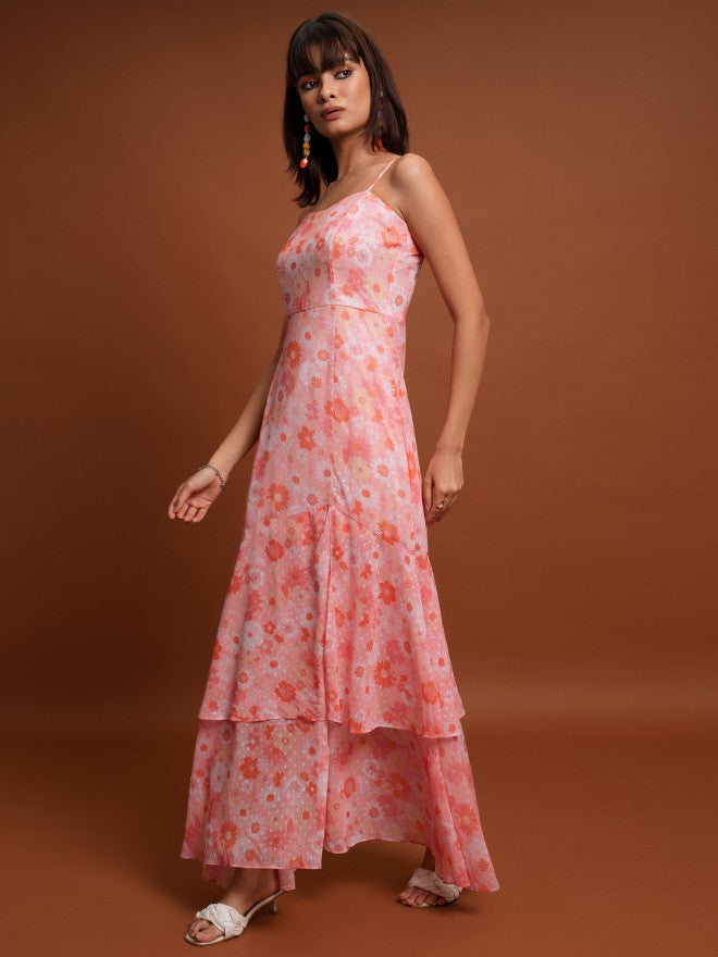 Tokyo Talkies Women Pink Printed Maxi Dress - Pink - Image 2