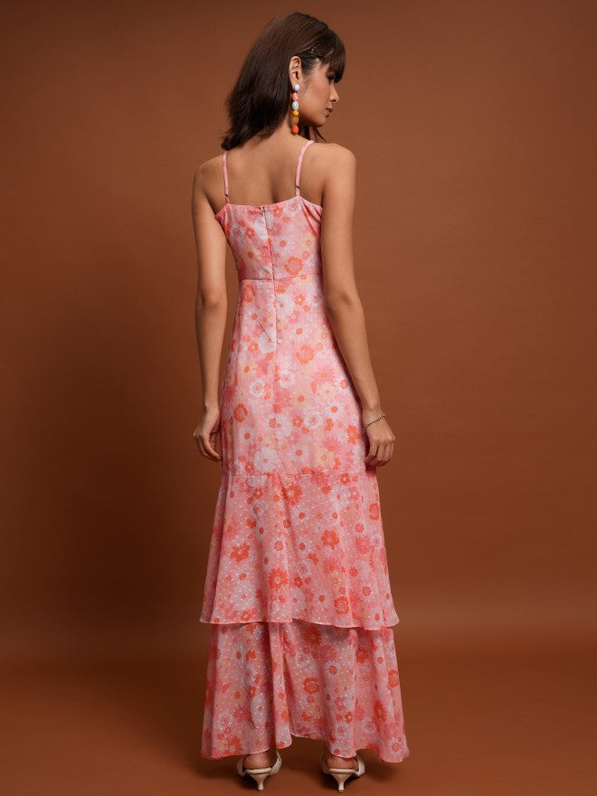 Tokyo Talkies Women Pink Printed Maxi Dress - Pink - Image 3