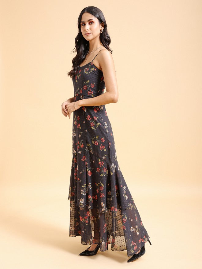 Tokyo Talkies Women Black Printed Maxi Dress - Black - Image 2