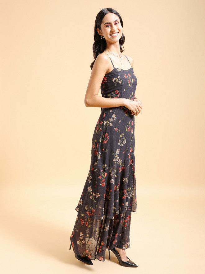 Tokyo Talkies Women Black Printed Maxi Dress - Black - Image 4