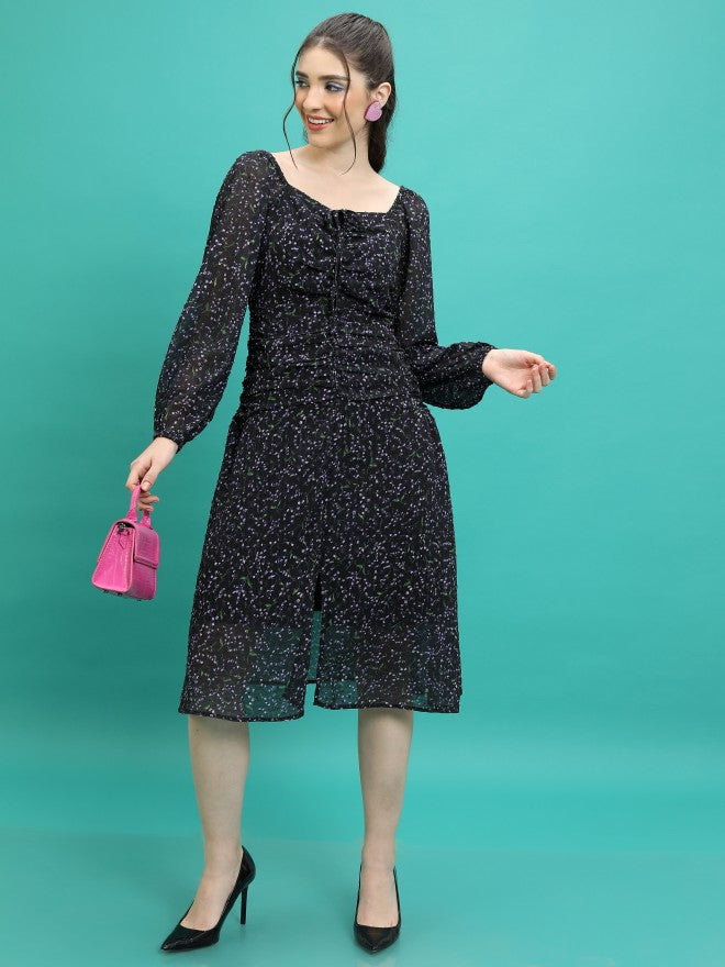 Tokyo Talkies Women Black Printed Sheath Dress - Black - Image 1
