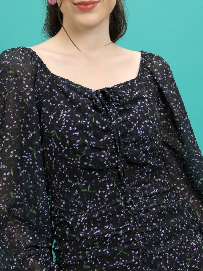Tokyo Talkies Women Black Printed Sheath Dress - Black - Image 5
