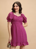 Tokyo Talkies Women Magenta Self Design Fit And Flare Dress - Magenta - Image 1